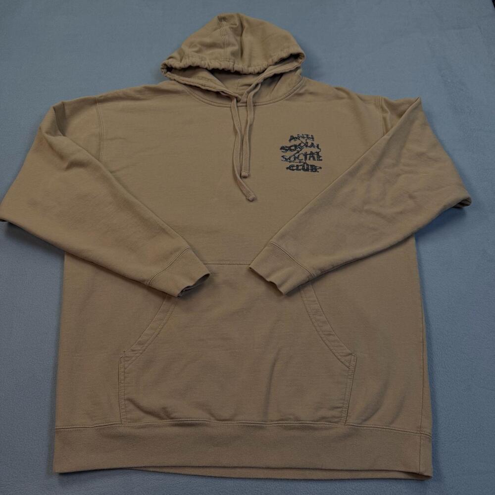 Anti Social Social Club Hoodie Mens XL Beige Barbed Wire Camo Logo Pullover